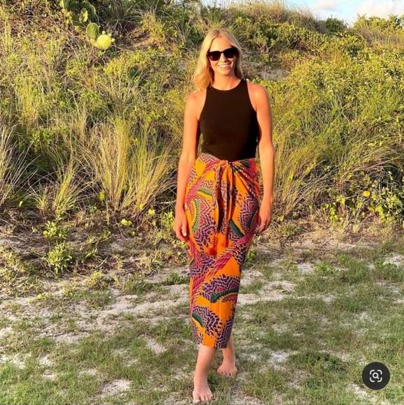 Nwot FARM‎ Rio Beaded Macaws Tied Linen Blend Maxi Skirt Size Extra Small - Picture 2 of 11